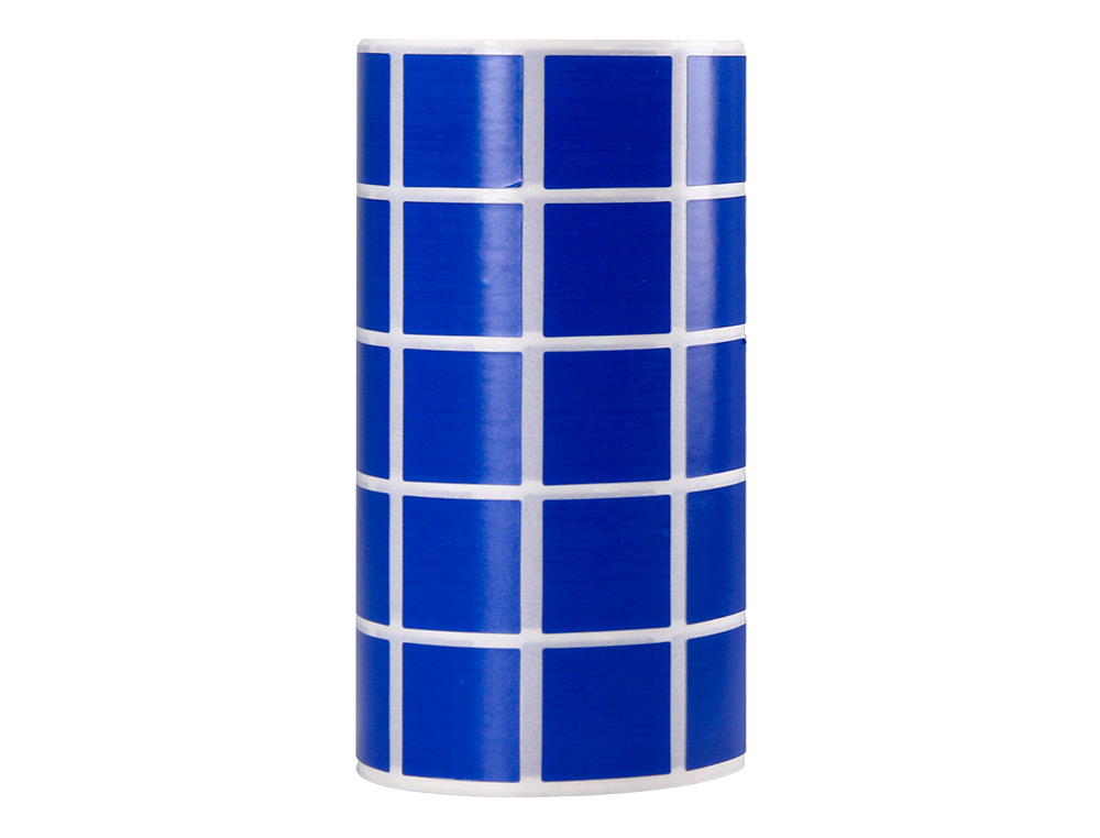 GOMETS LIDERPAPEL AUTOADHESIVO CUADRADO 20X20 MM AZUL ROLLO DE 2000 UNIDADES EN CAJA DE CARTON