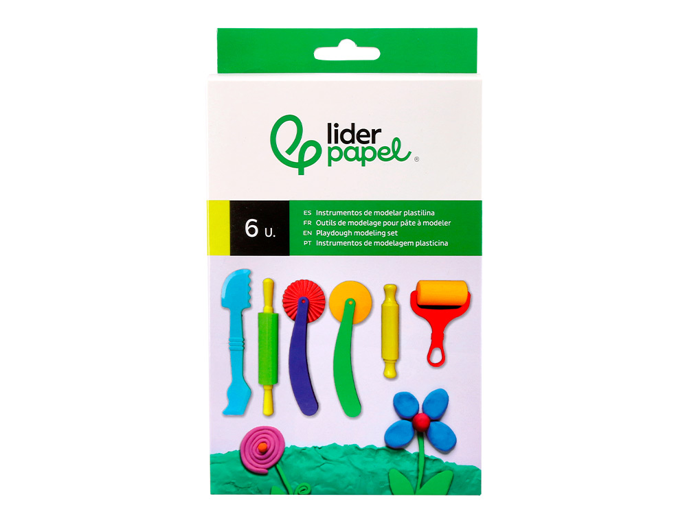 INSTRUMENTOS DE MODELAR LIDERPAPEL PARA PLASTILINA DE PLASTICO CAJA DE 6 PIEZAS