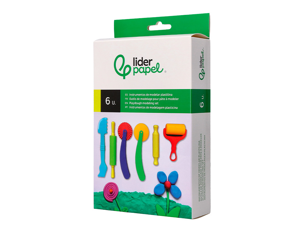 INSTRUMENTOS DE MODELAR LIDERPAPEL PARA PLASTILINA DE PLASTICO CAJA DE 6 PIEZAS