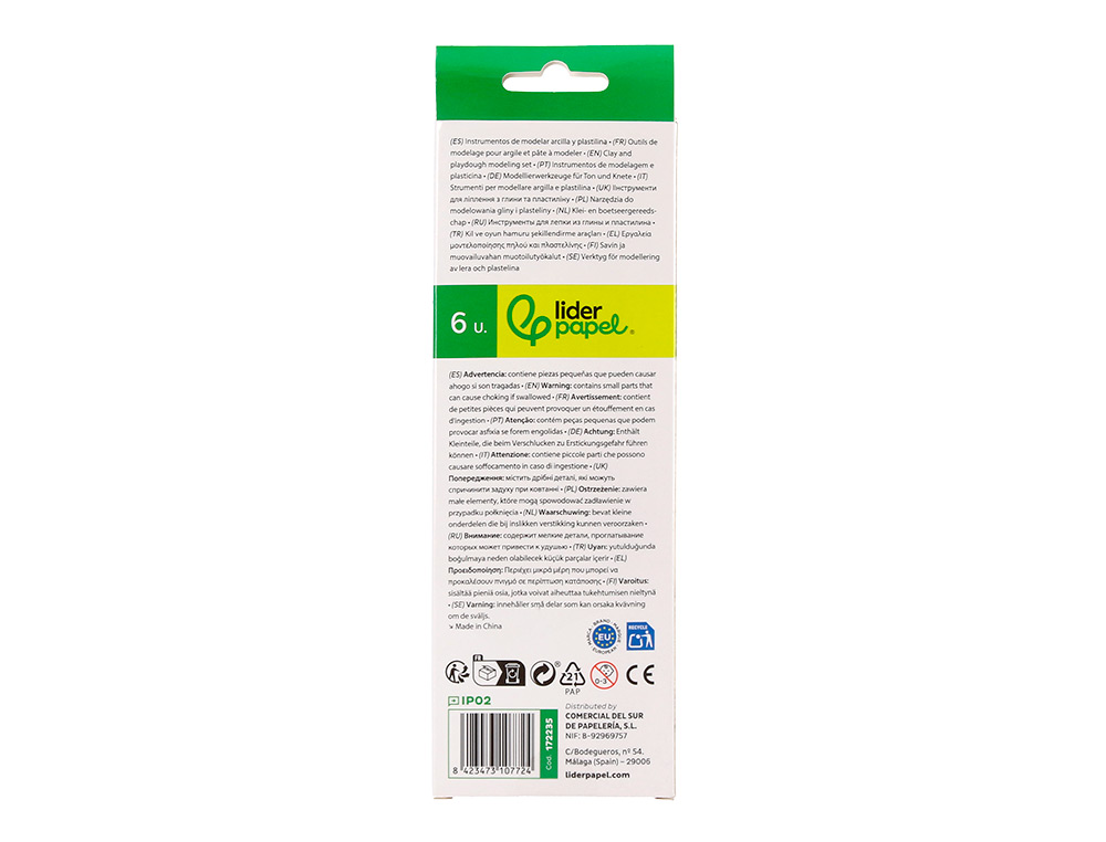 INSTRUMENTOS DE MODELAR LIDERPAPEL PARA ARCILLA Y PLASTILINA CAJA DE 6 PIEZAS SURTIDAS