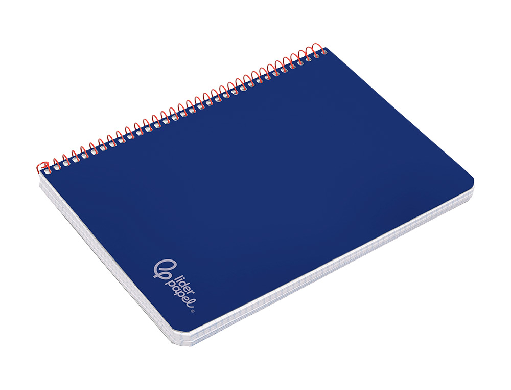 CUADERNO ESPIRAL LIDERPAPEL A5 WITTY TAPA DURA 80H 90GR CUADRO 4MM CON MARGEN COLOR AZUL MARINO