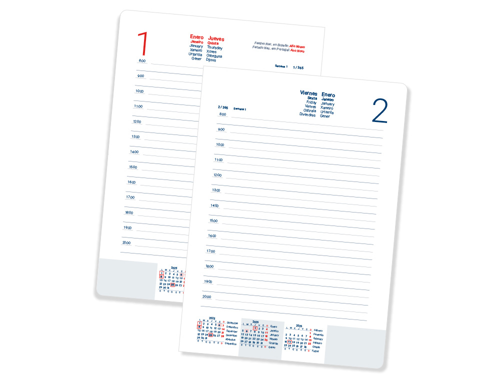 RECAMBIO AGENDA ANILLAS LIDERPAPEL 148X205 MM DIN A5 2026 DIA PAGINA PAPEL 70 GR FSC