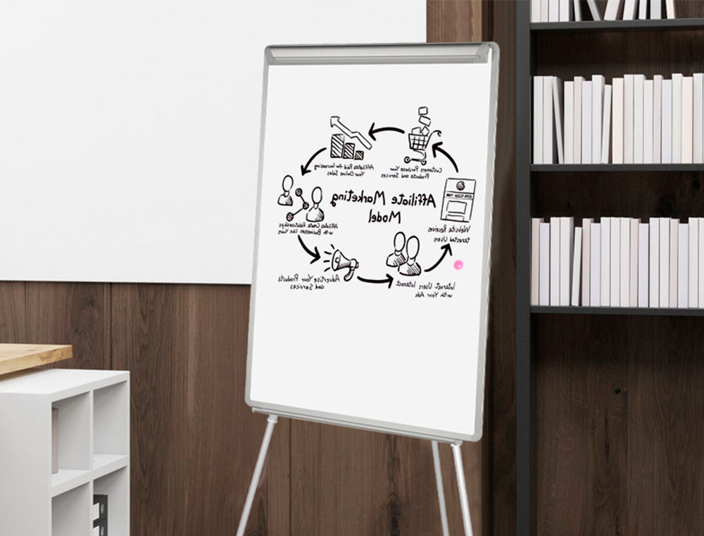 PIZARRA BLANCA Q-CONNECT CON TRIPODE REGULABLE 90X70X195CM Y BRAZOS EXTENSIBLES PARA CONFERENCIAS SUPERFICIE LACADA