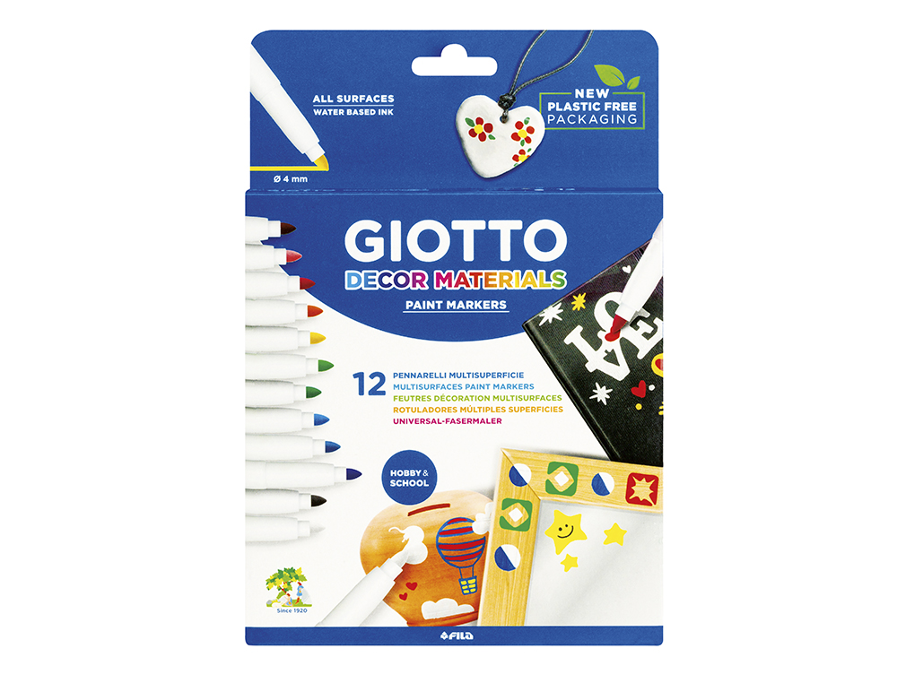 ROTULADOR GIOTTO DECOR MATERIALS CAJA DE 12 UNIDADES COLORES SURTIDOS