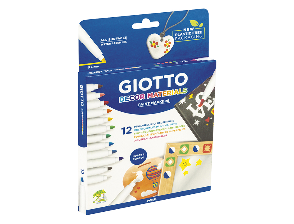 ROTULADOR GIOTTO DECOR MATERIALS CAJA DE 12 UNIDADES COLORES SURTIDOS