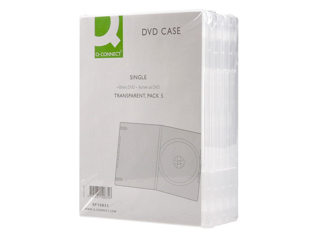 CAJA DVD Q-CONNECT TRANSPARENTE PACK DE 5 UNIDADES