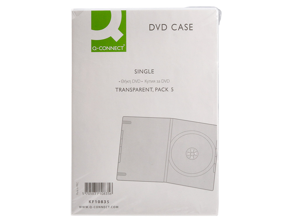 CAJA DVD Q-CONNECT TRANSPARENTE PACK DE 5 UNIDADES