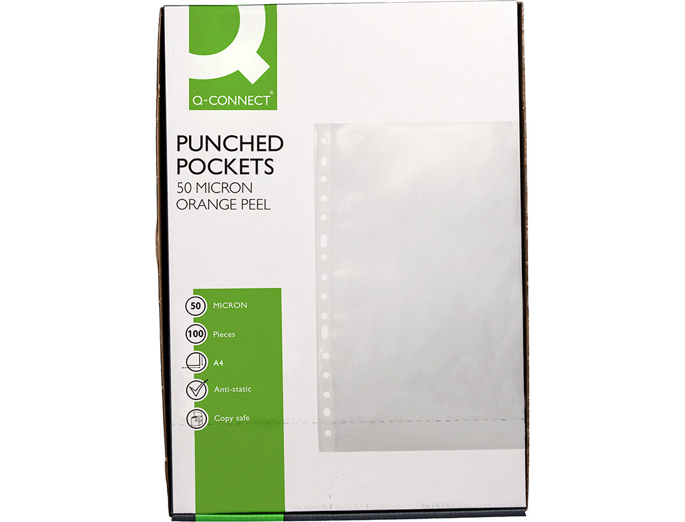 FUNDA MULTITALADRO Q-CONNECT DIN A4 50 MC PIEL DE NARANJA CAJA DE 100 UNIDADES