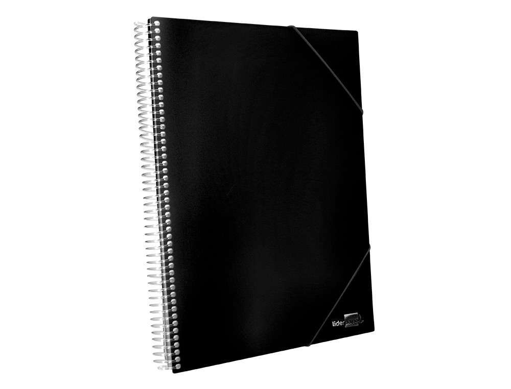 CARPETA LIDERPAPEL ESCAPARATE CON ESPIRAL 20 FUNDAS POLIPROPILENO DIN A4 NEGRO