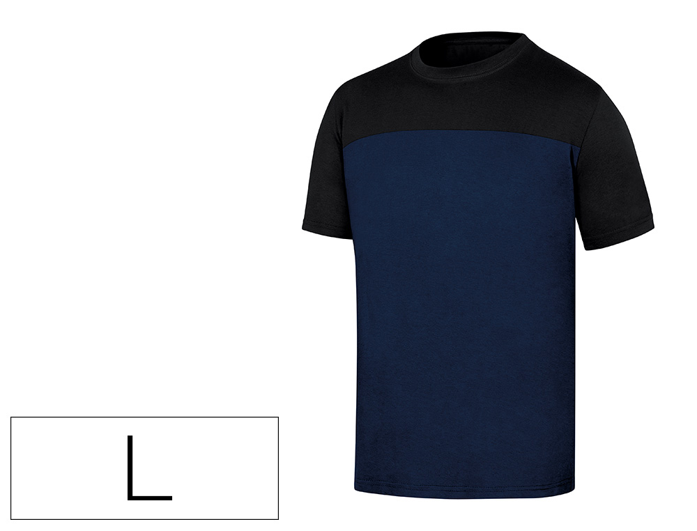 CAMISETA DE ALGODON DELTAPLUS COLOR AZUL/NEGRO TALLA L