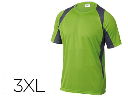 CAMISETA DELTAPLUS POLIESTER MANGA CORTA CUELLO REDONDO TRATAMIENTO SECADO RAPIDO COLOR VERDE-GRIS TALLA 3XL